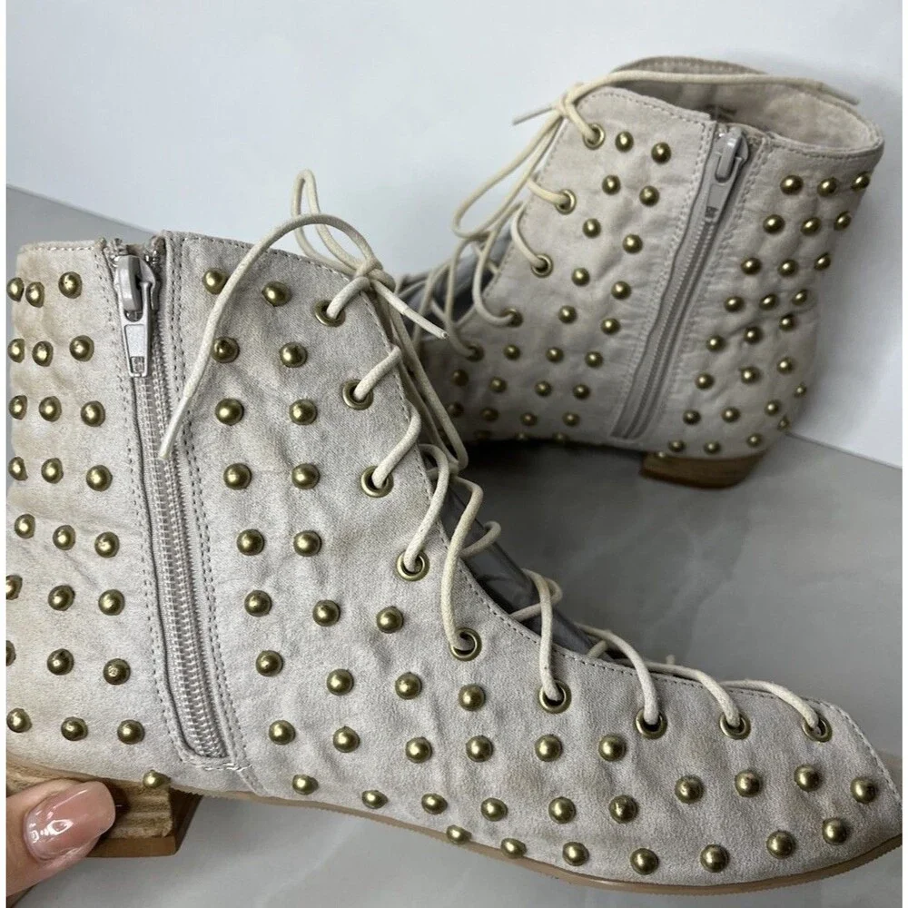 Mia Joy Joyfolie Big Girls Millani Booties Gilded Pebble Gold Sz 6 Youth